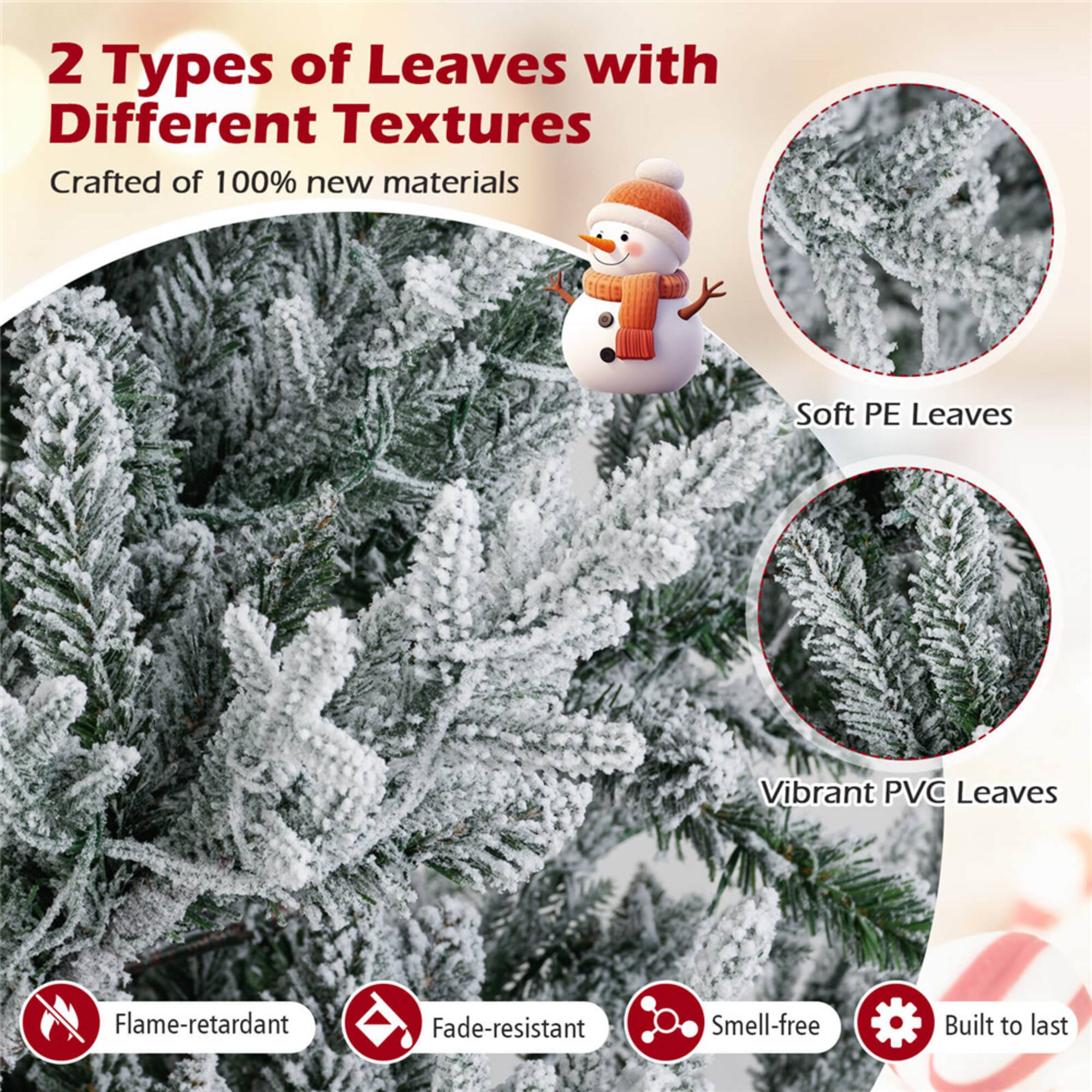 Costway 7ft. Pre-Lit Hinged Artificial Christmas Tree, Warm White LED Lights